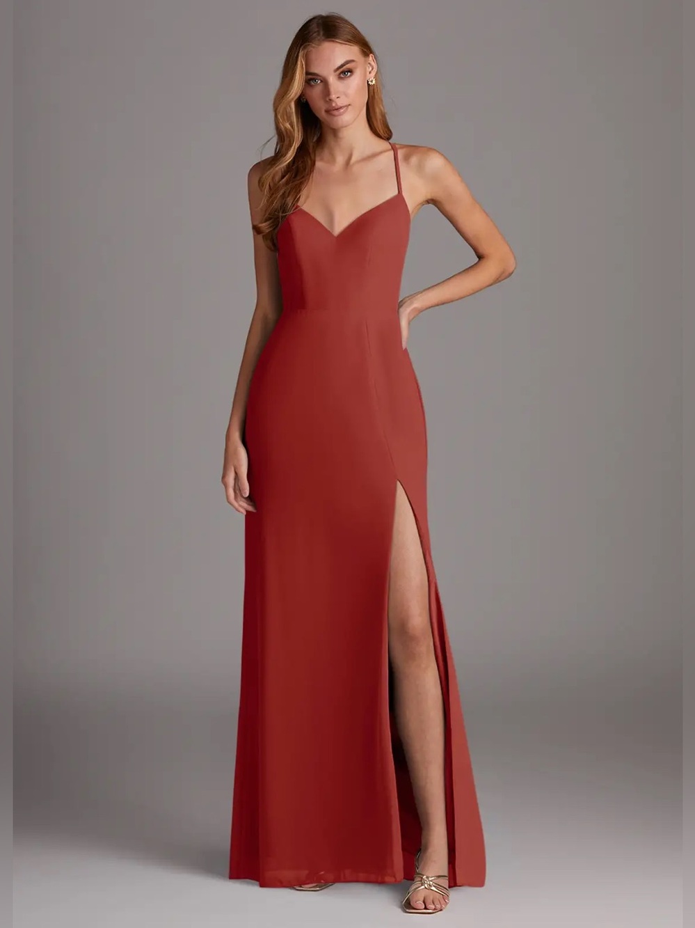 Azazie Manila Chiffon Bridesmaid Dress in Terracotta